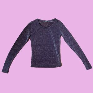 NWOT Free People Intimately So Well Layering Metallic Long Sleeve in Plum